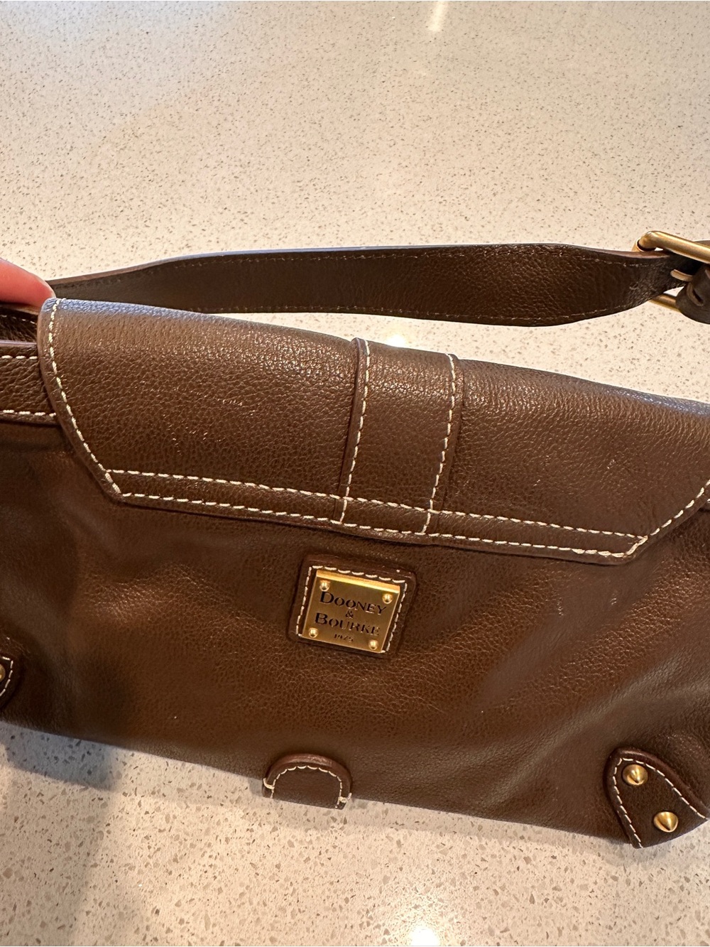 DOONEY & BOURKE BROWN PEBBLE LEATHER MEDIUM SLIM FLAP PURSE HANDBAG - Picture 6 of 6